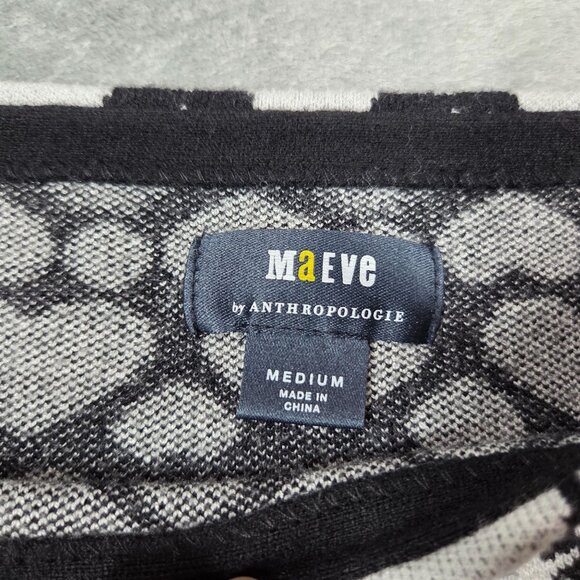 Anthropologie Maeve Sweater Womens Medium Black White Heart Boho Preppy Pullover - Picture 3 of 7